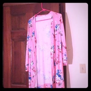 Pink floral cardigan